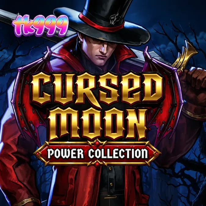 Cursed Moon Power Collection স্লট গেমের একটি দৃশ্য যেখানে অন্ধকার গথিক পরিবেশ এবং কালেক্টর মেকানিক প্রদর্শিত হচ্ছে।
